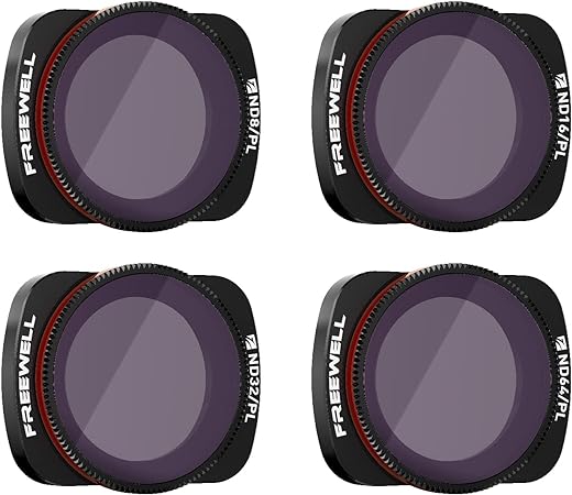 Freewell Bright Day – 4Kシリーズ – 4パック ND8/PL、ND16/PL、ND32/PL、ND64/PL カメラレンズフィルター Osmo ポケット2用