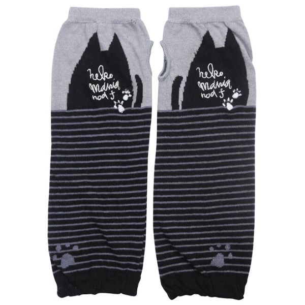 【ノアファミリー】UV発色ショートアームカバー　ネコマニアボーダー