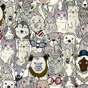 猫柄生地 さらら アニマルズ (50cm単位)(3)