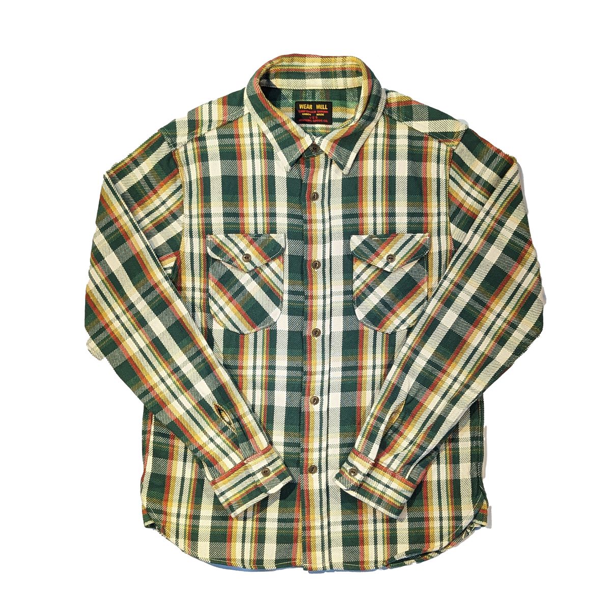 UES ウエス 先染ヘビーネルシャツ　長袖　502351 グリーン