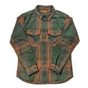 UES ウエス 15.5oz 先染エクストラヘビーネルシャツ 長袖 502354_15 グリーン(4)