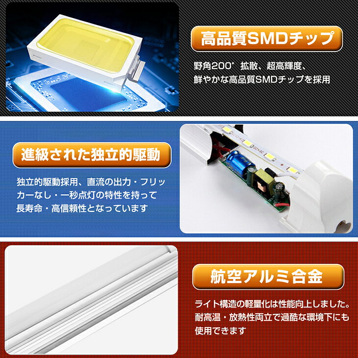 【5本セット】【即納】新商品 送料無料 LED蛍光灯 20W形 器具一体型高輝度 1100LM ...