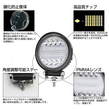 送料無料 OSRAM製 60W LED作業灯 6300LM 丸型 LEDワークライト 12v/24v兼用 狭角 ホワイト 屋外照明用 防水仕様!LEDサーチライト 小型 LED作業灯 バックライト/ローライト/フォグランプ/トラック/船舶/各種作業車対応