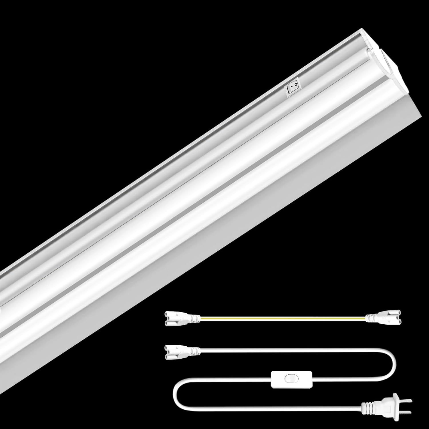 44W形2灯式LED蛍光灯 120CM 6500K 本体スイッチ付き 3メートルコード コードにプラグ、スイッチ付き 笠..