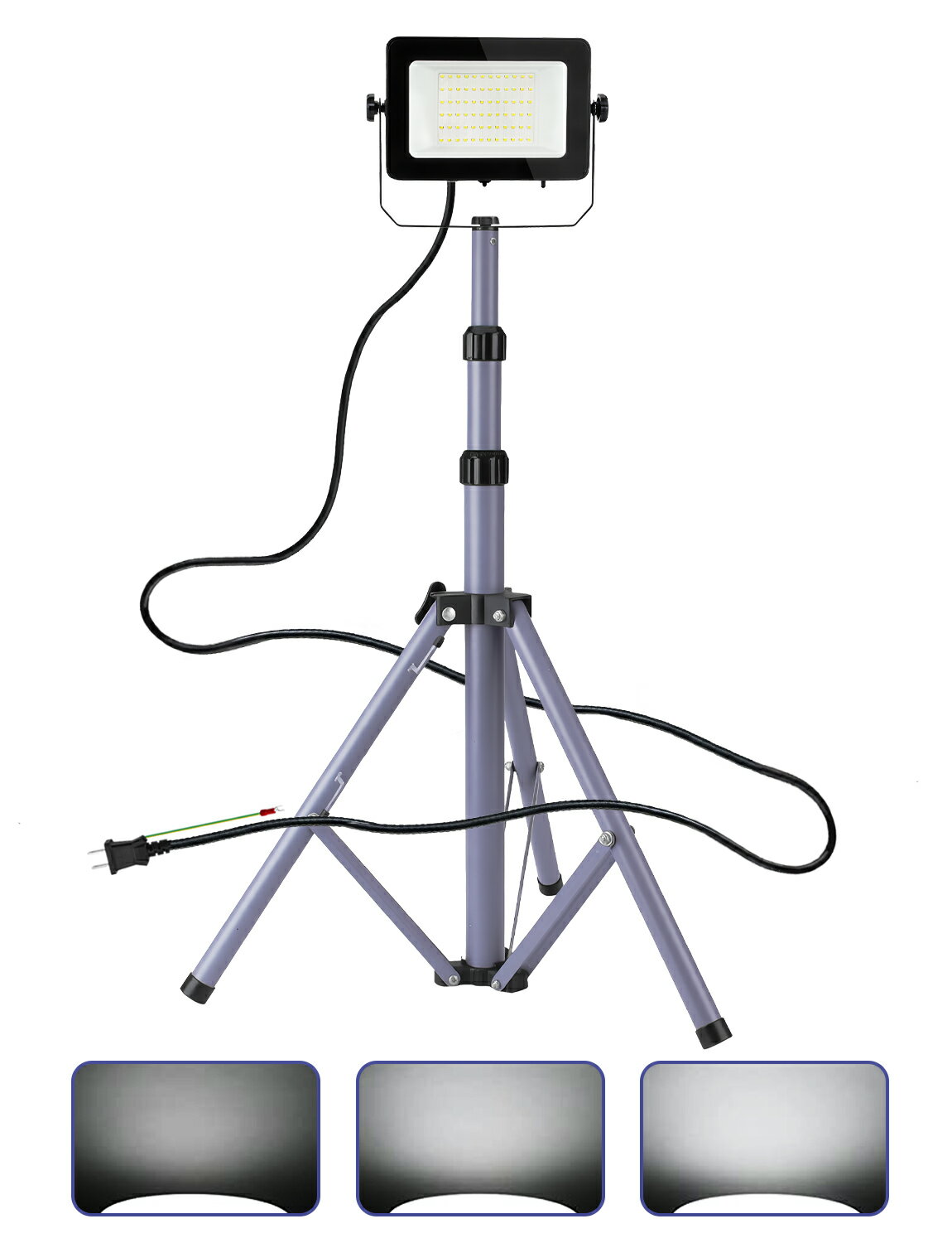 乐天商城 - 「三階段調光 20W 30W 50W」 作業灯 ledワークライト 6500k 高輝度 三脚付きスタンドライト 5Mコード アース付きプラグ 広角180度 昼光色 長寿命 防水IP65 集魚灯 防犯灯 駐車場灯