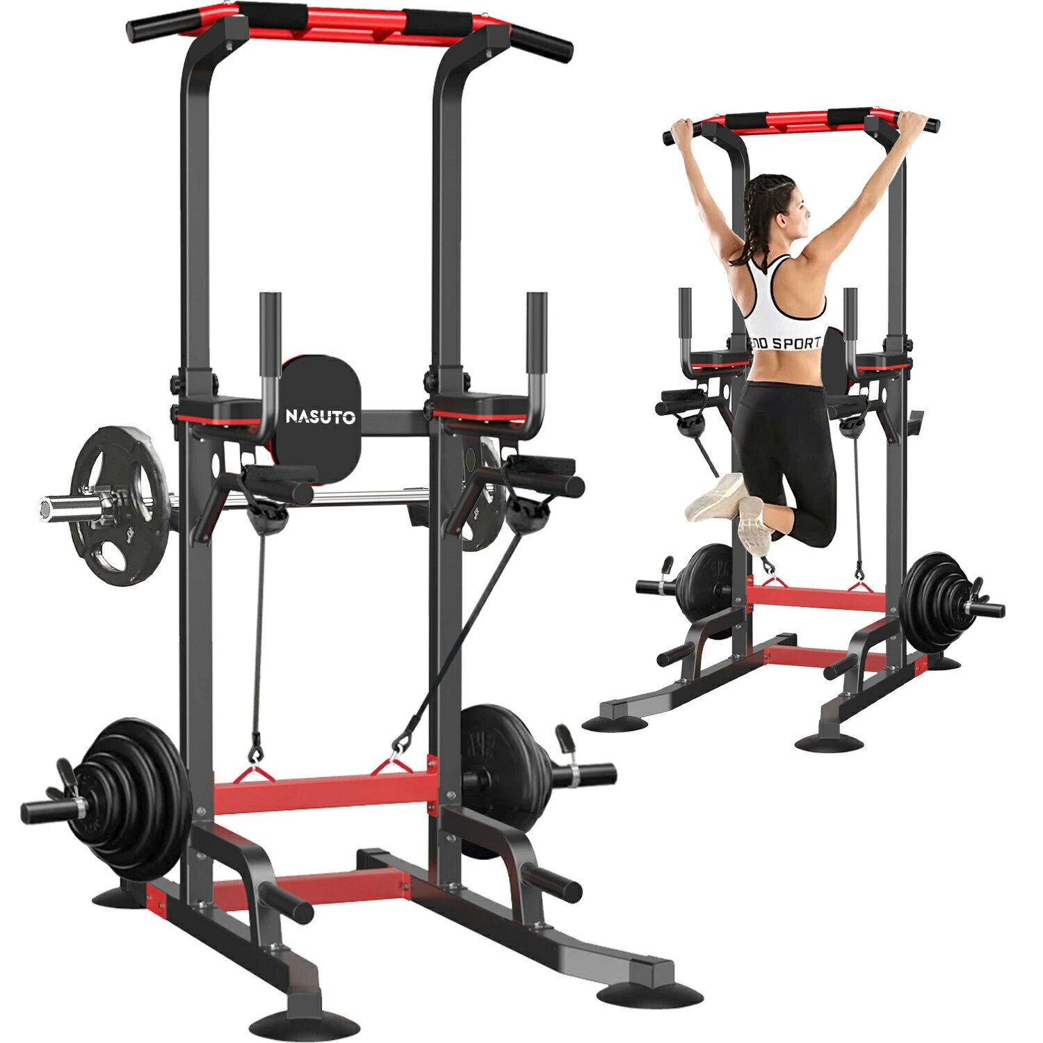 ぶら下がり健康器 懸垂マシン チンニング 多機能 筋肉トレーニング 耐荷重180kg 高さ12段階調整可能 バーベルラック バーベルクリンプ 土台八の字型 簡易 マルチジム 腹筋背筋 自宅トレニンーグ 家族全員適応 懸垂器具 アームレストクッション 背面クッション 家庭用 1年保証