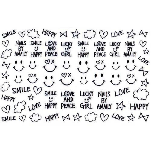 Amaily ネイルシール NO.3-3 ニコちゃん 黒 ネイルアート ネイルシール ネイル用品