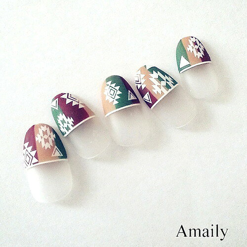 Amaily ネイルシール NO.5-14 ネイティヴ柄 白 ネイルアート ネイルシール ネイル用品 nelpara-10014567 ネルパラ サンプル画像2
