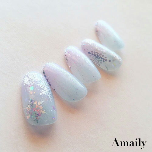 Amaily ネイルシール NO.8-9 雪の結晶 OS 【ネイルアート/ネイルシール/ネイル用品】