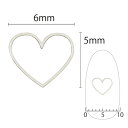 SHAREYDVA ソフト ハート 6mm シルバー 細 6P ネイルアート ネイルパーツ メタルスタッズ メタルパーツ 中抜きパーツ