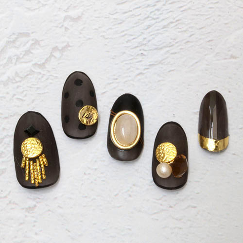 SHAREYDVA アンティークプレート カービングサークル ゴールド 5.5mm 8P シャレドワ メタルパーツ ネイルパーツ アートパーツ ジェルネイル ネイル用品