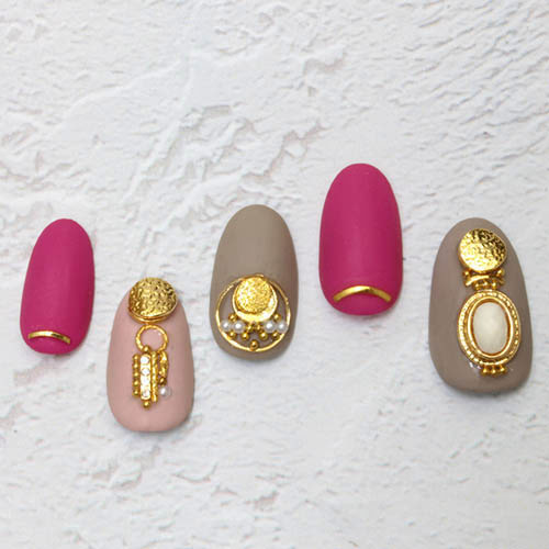 SHAREYDVA アンティークプレート カービングサークル ゴールド 5.5mm 8P シャレドワ メタルパーツ ネイルパーツ アートパーツ ジェルネイル ネイル用品