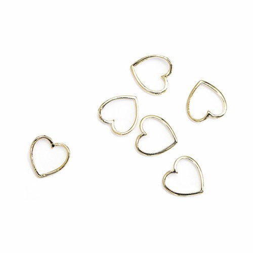 SHAREYDVA ネイルパーツ 中抜き ハート ゴールド 6P シャレドワ ネイルアート メタルパーツ ジェルネイ..