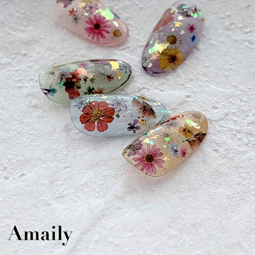 Amaily ネイルシール No.1-32 押し花(カラフル) ネイルアート ネイルシール ネイル用品