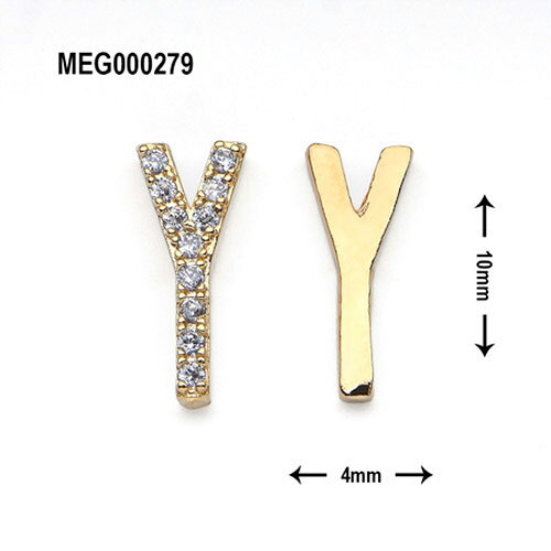 SONAIL ×MEG アルファベット ゴールド&ストーンビジュー Yセット MEG000279 イニシャル ネイルアート ネイルパーツ ネイルストーン ネイル用品 メタルパーツ