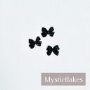 MysticFlakes ダブルリボン ブラック 【ネイルパーツ りぼん 大きめ ワンホン 韓国ネイルにおすすめ】