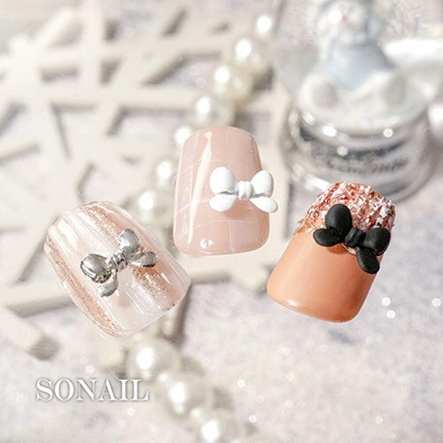 SONAIL バタフライリボン メタルシルバー FY001947 【ネイルパーツ　ジェルネイル】