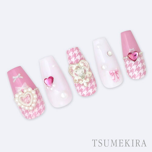 TSUMEKIRA 千鳥格子フレンチ 白 【ネイルシール　ジェルネイル】 2