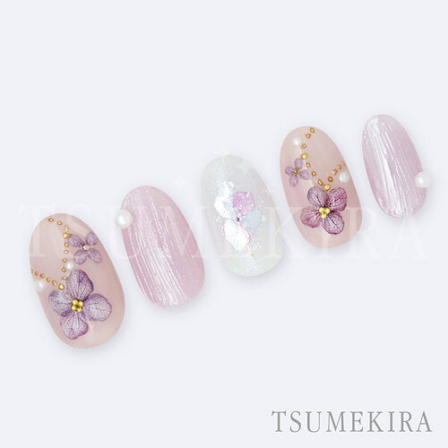TSUMEKIRA yumiプロデュース 紫陽花 ミニサイズ スモーキー 【ネイルシール　セルフネイル　ジェルネイル　お花　あじさい】 2