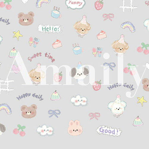 其它 - Amaily ネイルシール No.3-52 ゆるふわアニマル 【ネイルシール　ジェルネイル　セルフネイル　アメイリー】