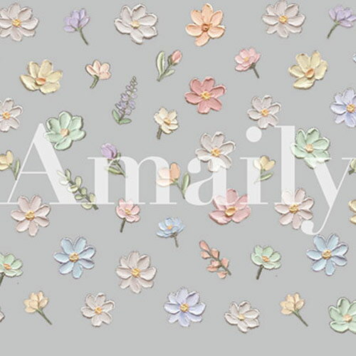 Amaily ネイルシール No.7-8 アイシング風フラワー 【ネイルシール　ジェルネイル　セルフネイル　アメイリー】