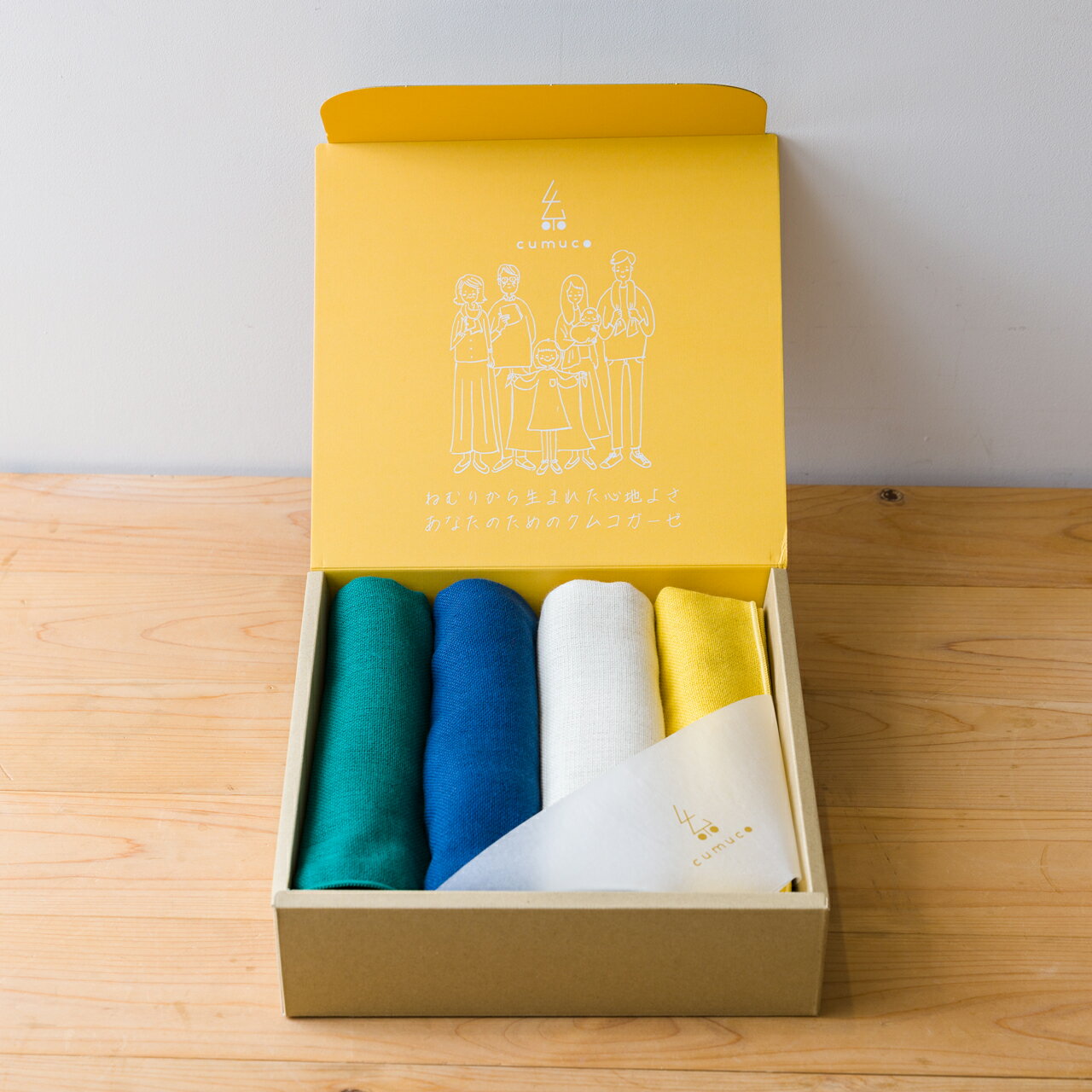 cumuco 6重ガーゼ フェイスタオル ギフトボックス 4枚セット 日本製 綿100% クムコ