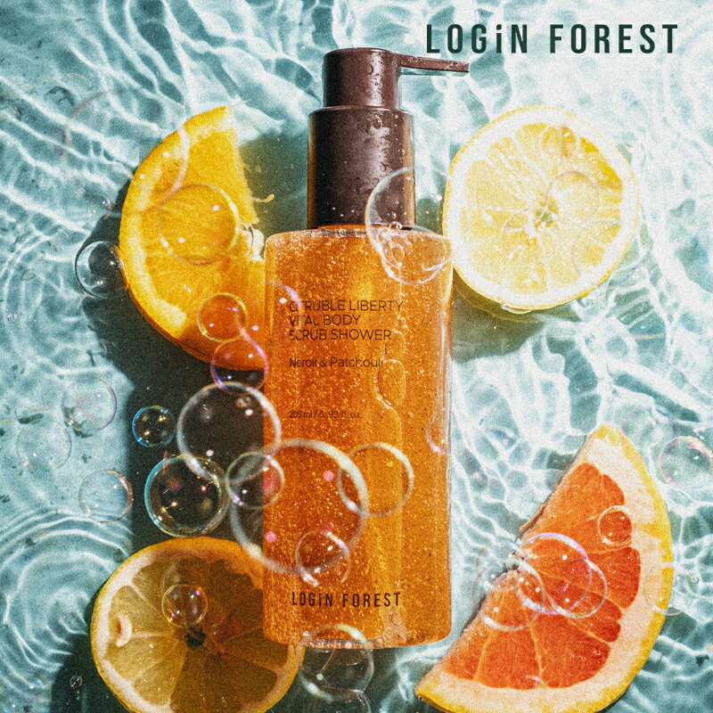 シトラブルリバティー バイタルボディスクラブシャワー 205ml ボディスクラブ パフューム ボディウォッシュ 角質ケア ツルすべ肌 しっとり感 ヒノキ クルミ...