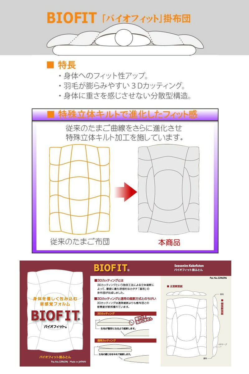 【送料無料】13 バイオフィット 羽毛布団 シングル UFSL-0097 CKY-13001S [ 寝具 羽毛 布団 送料無料 ] [2]