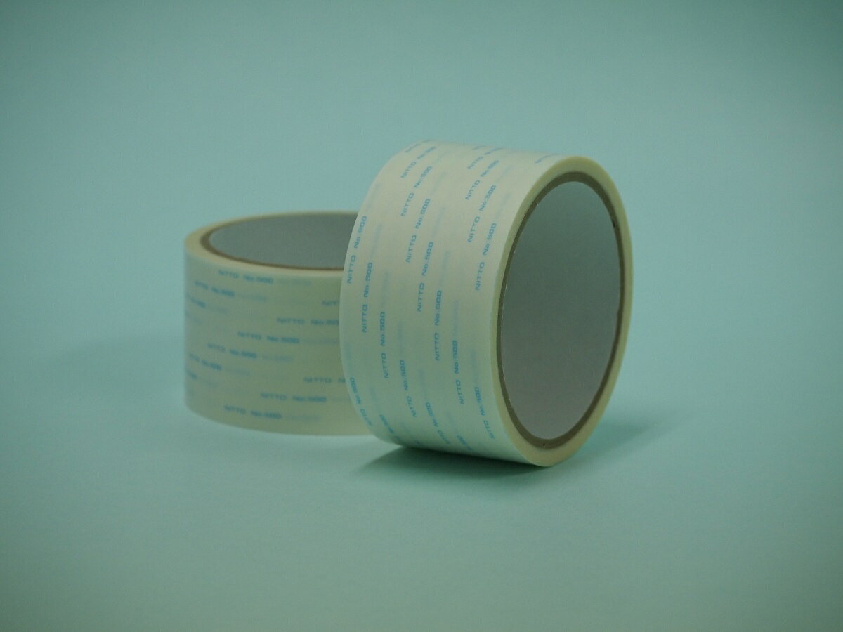 【日東電工 紙両面テープNo500 50mm×5．3m巻】広幅 幅広 ロール小巻 5cm幅不織布 強粘着タイプ