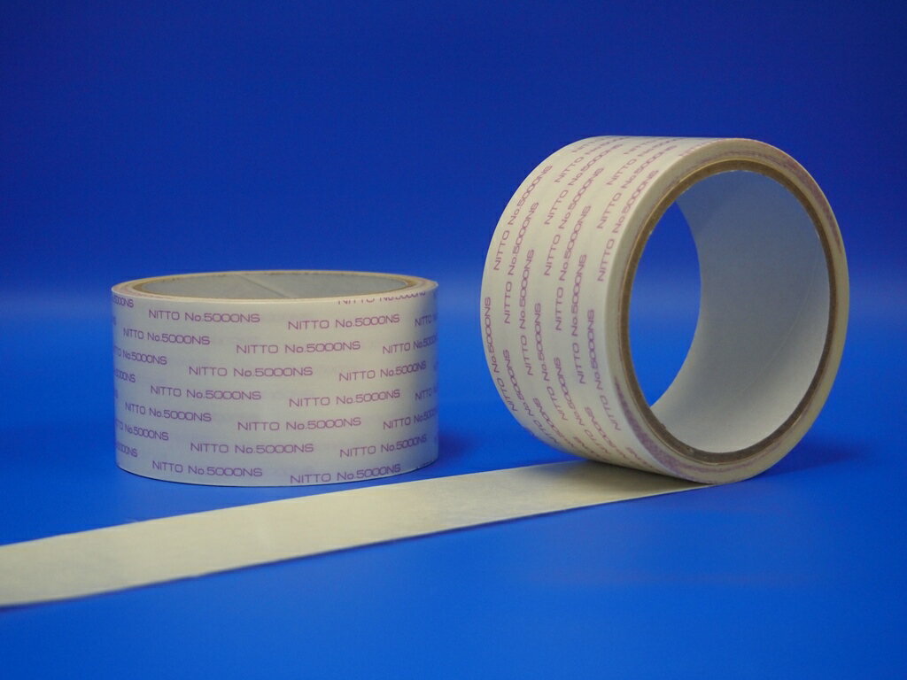 【日東No5000NS　50mm幅×5.3m巻】ロール貼ってはがせる日東電工　再剥離性　強化不織布両面テープ