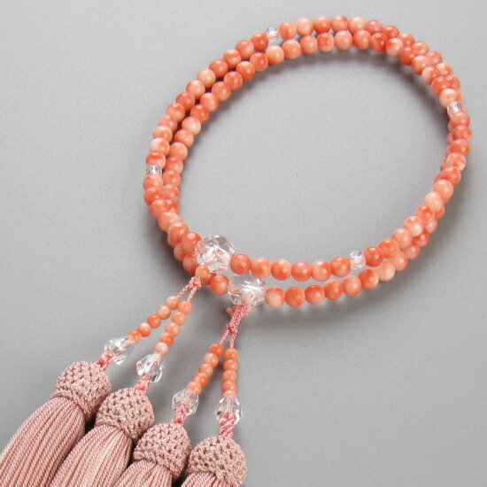 八宗派用数珠女性用深海珊瑚カット水...