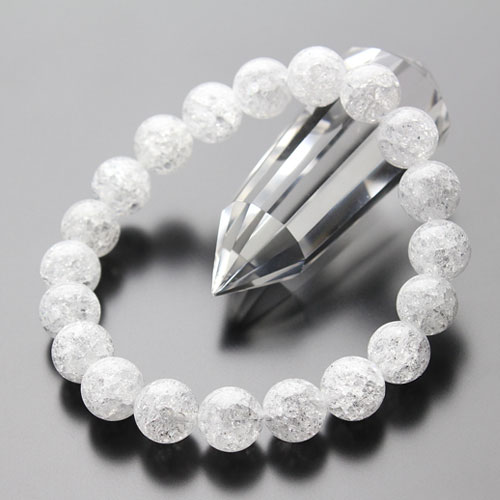 クラック水晶 ブレスレット 約10mm ストレート【パワーストーン 天然石 爆裂水晶 クォーツ 4月の誕生石 浄化 お守り 男性用 女性用 メンズ レディース ...