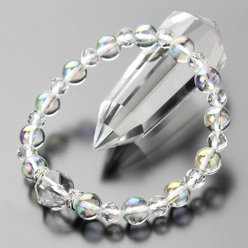 パワーストーン ブレスレット 約12ミリ スターカット水晶 約8ミリ ホワイトオーラ 約6ミリ カット水晶【天然石 クリスタル クォーツ 女性用 レディース B...