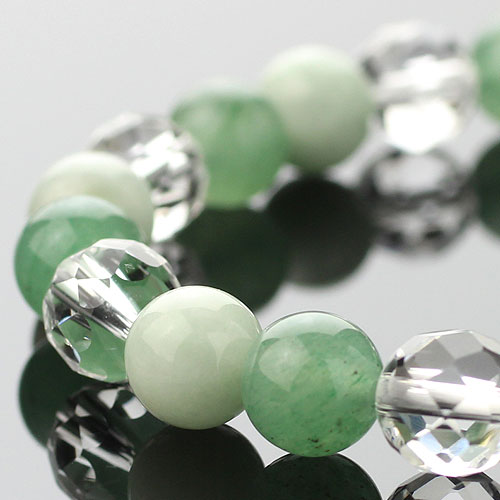 パワーストーン ブレスレット 約8ミリ ビルマ翡翠 アベンチュリン カット水晶【パワーストーン 数珠ブレスレット 印度翡翠 5月の誕生石 メンズ レディース B...