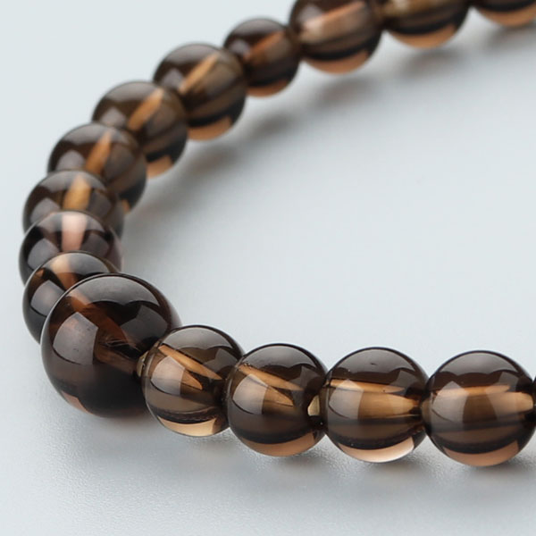 数珠ブレスレット 約6ミリ 茶水晶【腕輪念珠 天然石 パワーストーン スモーキークォーツ 煙水晶 お守り 女性用 レディース 贈り物 プレゼント 6mm ブラウ...