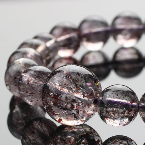 一点モノ セイクリッドセブン 数珠ブレスレット 約9.5ミリ【エレスチャル クォーツ 腕輪念珠 パワーストーン 数珠ブレス 天然石 お守り 水晶 男性用 女性用...