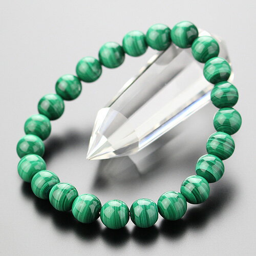 マラカイト ブレスレット 約8mm 5A ストレート【パワーストーン 天然石 孔雀石 メンズ 男性用 ...