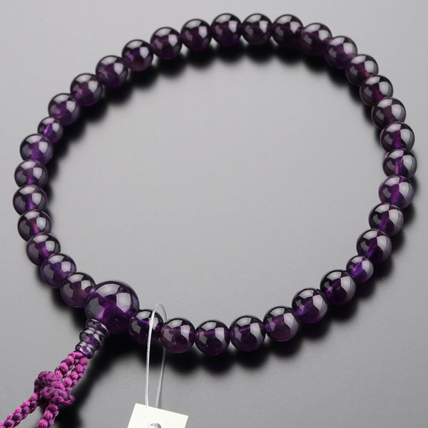 数珠 女性用 約8ミリ 紫水晶 正絹2色