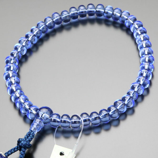 数珠 女性用 みかん玉 ブルークォーツ 京かがり房【略式数珠 京念珠 京都 青水晶 宗派共通 みかん珠 葬..