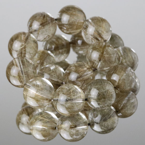 オリーブグリーンルチルクォーツ ブレスレット 約13mm 4A´ ストレート【シルバールチル パワーストーン 天然石 ルチルクォーツ ルチル 金線入水晶 針水晶...