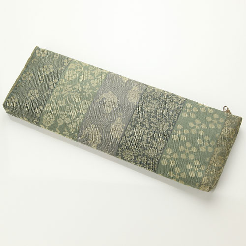 袈裟入れ 数珠袋 数珠入れ 名物裂＜横段グリーン＞ ファスナー式【念珠 大きなお数珠用 IM 20006004000..