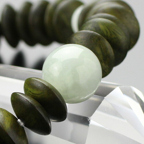 数珠ブレスレット 平玉 緑檀（生命樹） ビルマ翡翠【腕輪念珠 念誦 天然石 パワーストーン ジェダイド 5月の誕生石 男性用女性用 2000800302043】【送料無料】