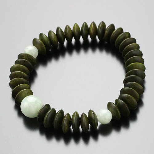 数珠ブレスレット 平玉 緑檀（生命樹） ビルマ翡翠【腕輪念珠 念誦 天然石 パワーストーン ジェダイド 5月の誕生石 男性用女性用 2000800302043】【送料無料】