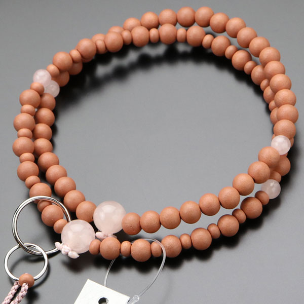 浄土宗 数珠 女性用 8寸 紅桜 ローズクォーツ 梵天房【法珠庵・吉村珠道作 本式数珠 京念珠 京都 和桜 ..