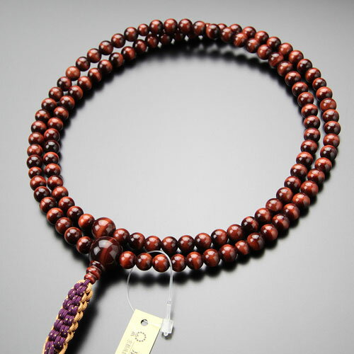 臨済宗 数珠 男性用 尺二 赤虎目石 正絹紐房【本式数珠 京念珠 京都 禅宗 108玉 尺2 レッドタイガーアイ 虎眼石 葬儀 葬式 法要 法事 贈り物 マイ数珠 IM 2000300600137】【数珠袋付き】【送料無料】