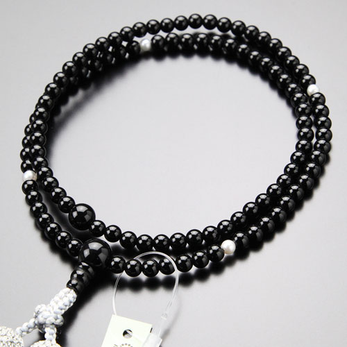 臨済宗数珠女性用8寸黒オニキス淡水...