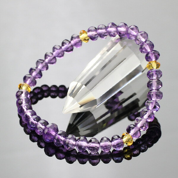 スターシェイプ 紫水晶 (中) 黄水晶 数珠ブレスレット【数珠 ブレスレット 腕輪念珠 アメジスト シトリン パワーストーン 天然石 2月の誕生石 レディース BIM 107000123】【送料無料】