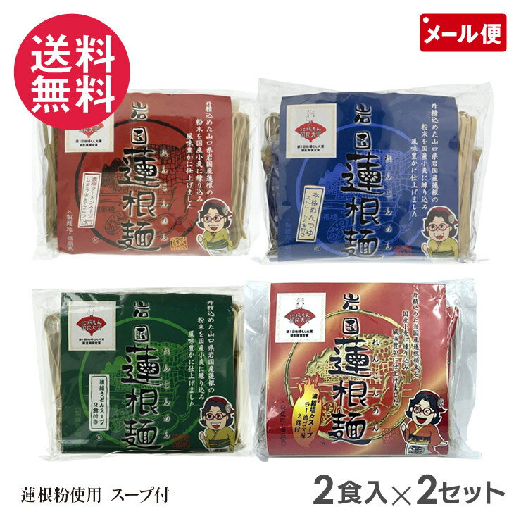 岩国蓮根麺 80g スープ付き 2食入×2セット(4種より)池本食品