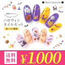【1000円ポッキリ送料無料】簡単かわいい!ハロウィンネイルセット<選べる2種>お手本があるからすぐにできる♪ネイルシール カラージェル ネコジェル セルフネイル ハロウィーン 仮装 お菓子 猫 コウモリ かぼちゃ カボチャ パンプキン