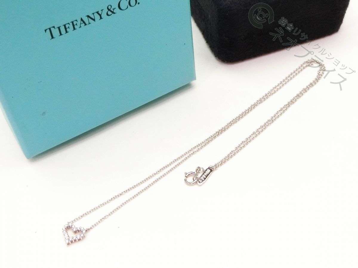 ★AA5379 TIFFANY ティファニー センチメンタル ハート Pt950 16Pダイヤ ネックレス 超美品